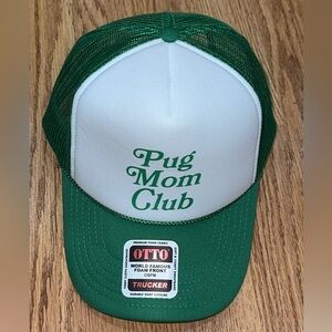 NWT pug mom club boutique trucker cap hat green adjustable women mesh
